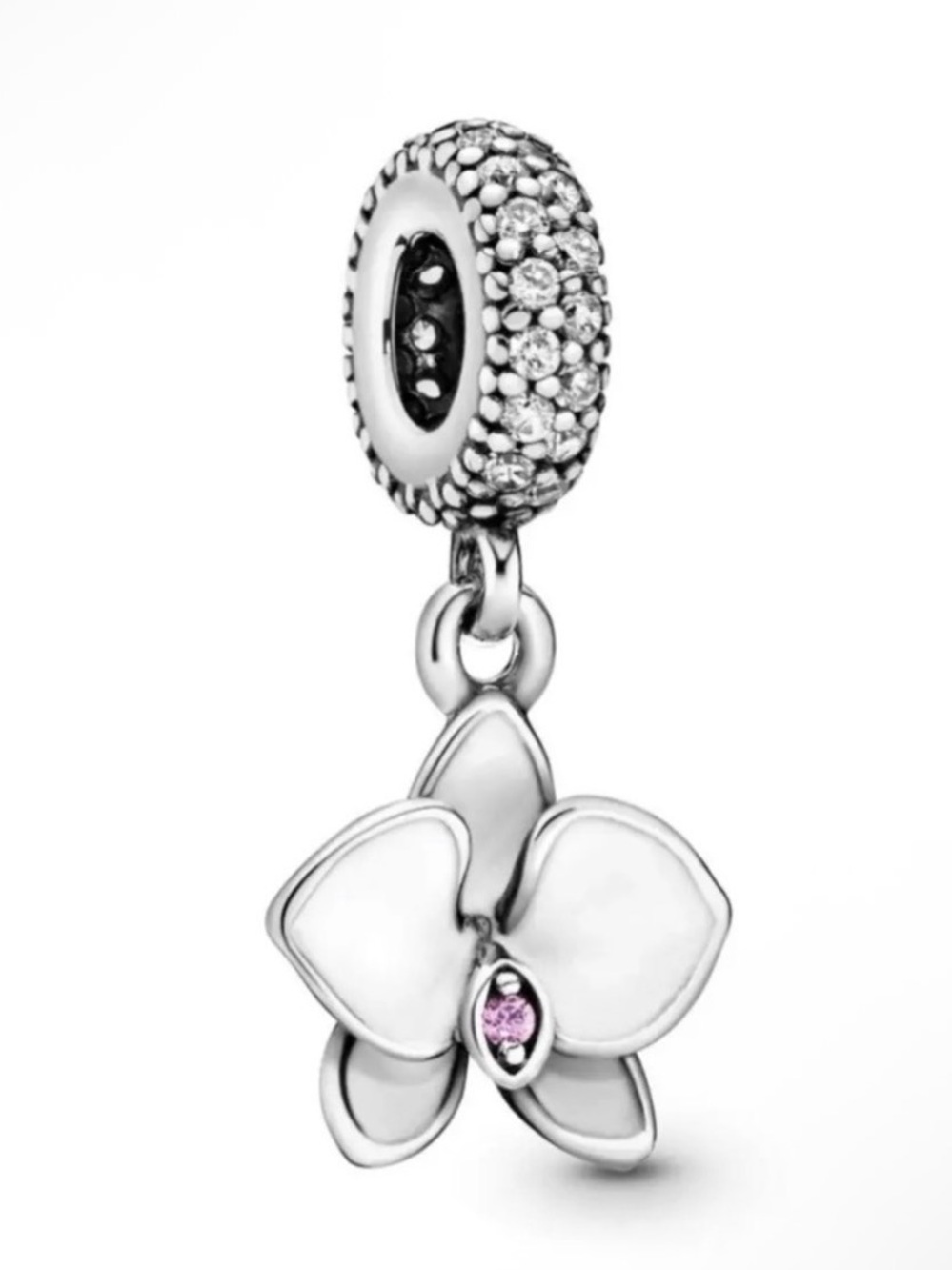 New S925 white orchid pandora style charm